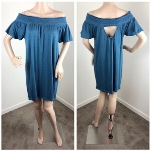 O'Neill blue Augustine off the shoulder dress